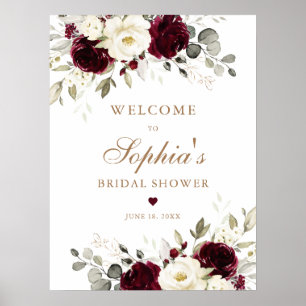 Blommigt Burgundy White Greenery Guld Möhippa Poster