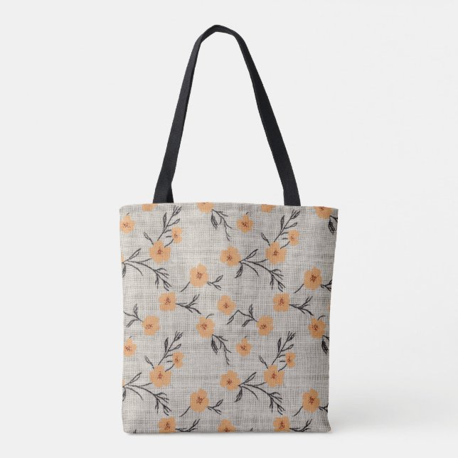 Blommigt Burlap Tygkasse (Baksida)