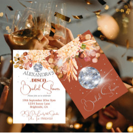 Blommigt Burnt Orange Disco Boll Möhippa Inbjudningar