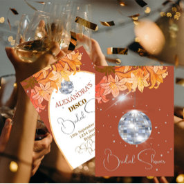 Blommigt Burnt Orange Silver Disco Möhippa Inbjudningar