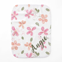 Blommigt Burp Cloth | Vattenfärgsblommor Mönster