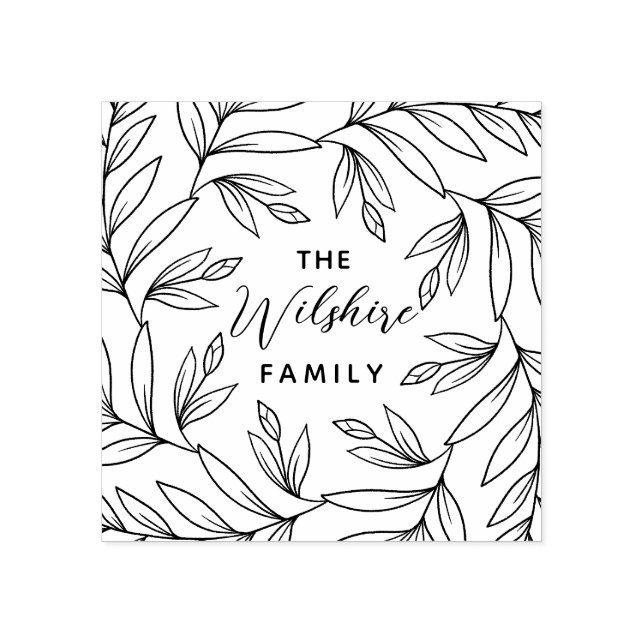 Blommigt buskar löv hand plockade krandfamiljen na stämpel (Tryck)