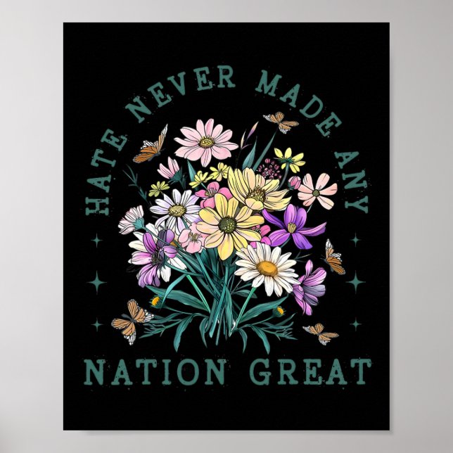 Blommigt Butterflies Anti Trump-ordförande L Poster (Framsidan)