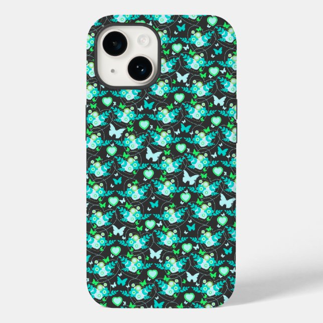 Blommigt butterflies & hearts jade iphone case (Baksida)