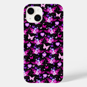 Blommigt, butterflies & hearts rosa black