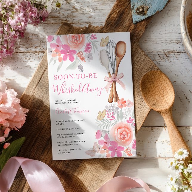 Blommigt Butterflies möhippa på vindstilla Inbjudningar (Floral Butterflies Whisked Away bridal shower Invitation)