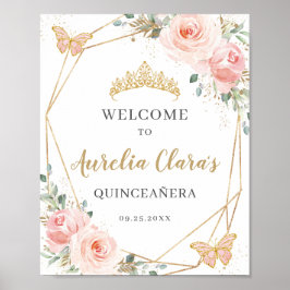  Blommigt Butterflies Quinceanera Birthday Poster