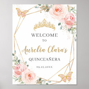  Blommigt Butterflies Quinceanera Birthday Poster