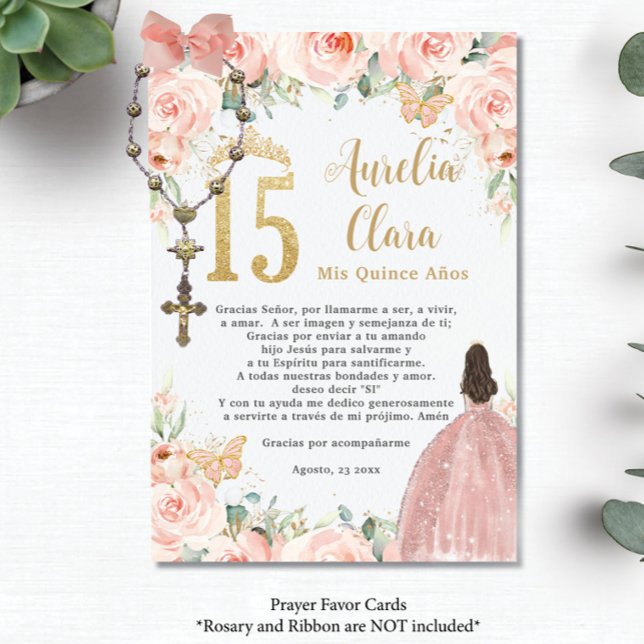  Blommigt Butterflies Quinceañera Prayer Card Tilläggskort (Skapare uppladdad)