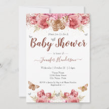 Blommigt Butterflies Rosa Baby Shower
