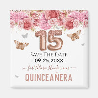 Blommigt Butterflies Rosa Quinceañera Spara datum