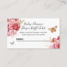 Blommigt Butterfly Baby Shower Diaper Raffle Bilje Visitkort