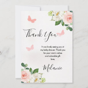  Blommigt Butterfly Baby Shower Tack för ditt kort