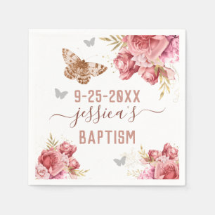 Blommigt Butterfly Baptism Personlig Pappersservet Pappersservett