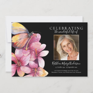 Blommigt Butterfly-begravning Inbjudningar