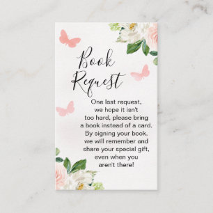 Blommigt Butterfly Bok Request Insert Visitkort