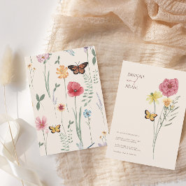 Blommigt Butterfly Bröllop Inbjudningar