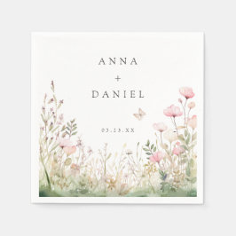 Blommigt Butterfly Bröllop Pappersservett