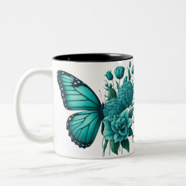 Blommigt Butterfly Colorful Cute Mugg