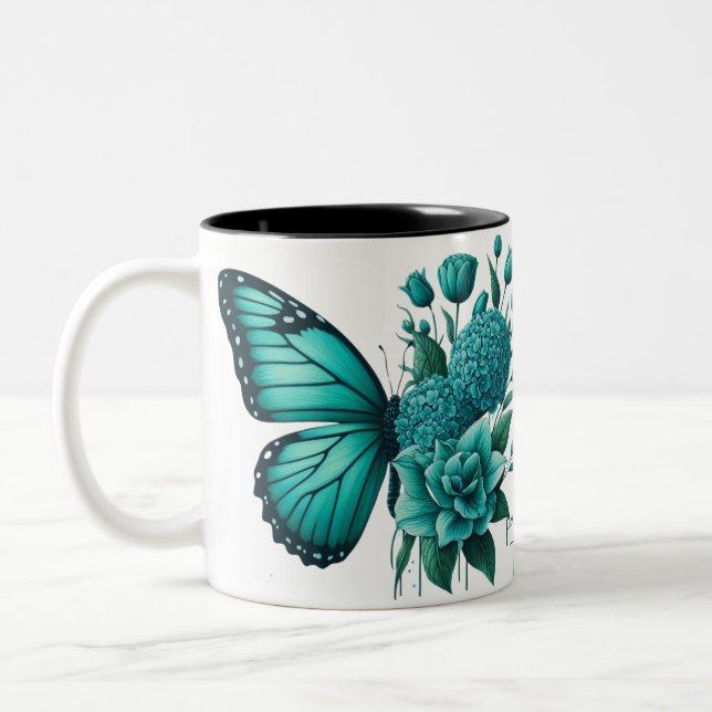 Blommigt Butterfly Colorful Cute Mugg (Vänster)