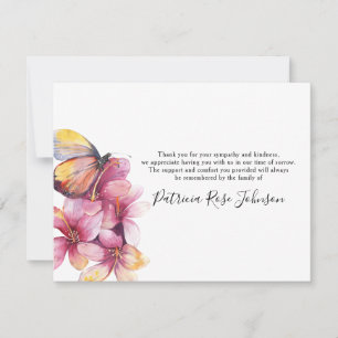 Blommigt Butterfly Funeral Memorial Tack Kort