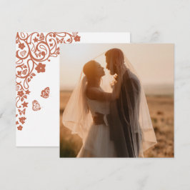 Blommigt Butterfly Garden Terracotta Square Photo Tack Kort