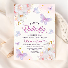 Blommigt Butterfly Girl Baby Shower-inbjudan Inbjudningar