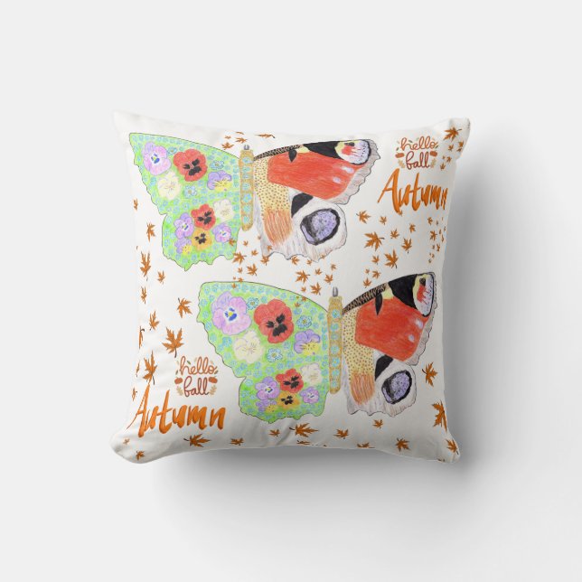 Blommigt Butterfly Höst Kudde (Framsida)