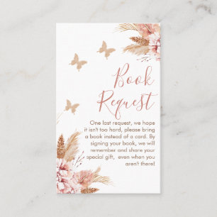 Blommigt Butterfly Kisses Baby Shower Bok Request Visitkort