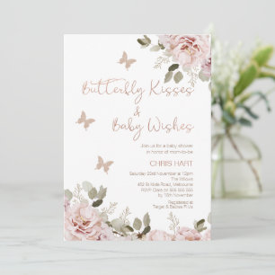 Blommigt Butterfly Kisses Baby Shower Inbjudningar