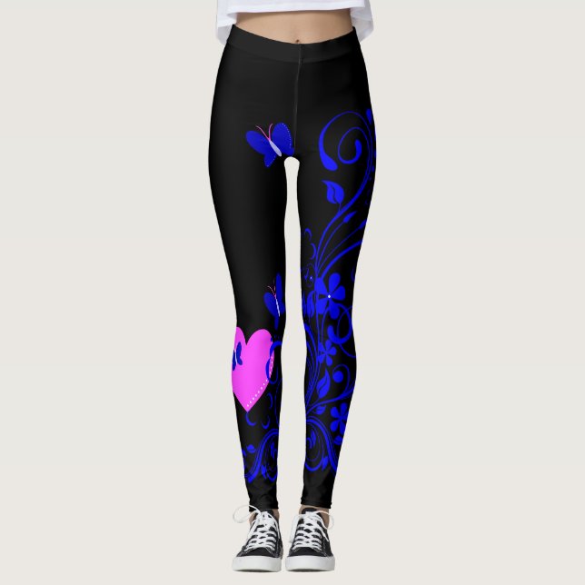 Blommigt Butterfly Leggings (Framsida)