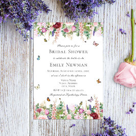 Blommigt Butterfly Möhippa Inbjudningar