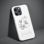 Blommigt Butterfly Monochrome Simple Snyggt Namn<br><div class="desc">Blommigt Butterfly Monochrome Simple Snyggt Namn Smartphone iphone case har en fjäril i en elegant blommigt ram med din personlig namn i i modernt elegant-skrivna calligraphy-skripttypografi. Perfekt för födelsedag,  jul,  Mors dag,  syster,  bästa vän med mera. Designad av © Evco Studio www.zazzle.com/store/evcostudio</div>