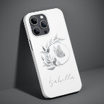 Blommigt Butterfly Monochrome Simple Snyggt Namn<br><div class="desc">Blommigt Butterfly Monochrome Simple Snyggt Namn Smartphone iphone case har en fjäril i en elegant blommigt ram med din personlig namn i i modernt elegant-skrivna calligraphy-skripttypografi. Perfekt för födelsedag,  jul,  Mors dag,  syster,  bästa vän med mera. Designad av © Evco Studio www.zazzle.com/store/evcostudio</div>