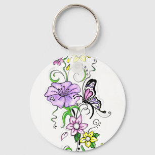 Blommigt Butterfly Nyckelring
