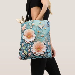 Blommigt Butterfly Pastel Art Tygkasse