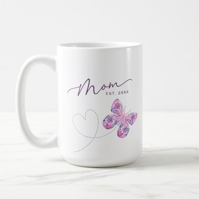 Blommigt Butterfly Personlig Mamma Kaffemugg (Vänster)