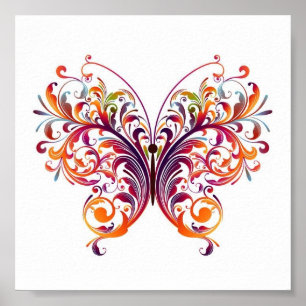 Blommigt Butterfly Poster