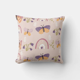 Blommigt Butterfly Rainbow Dekorativ kudde
