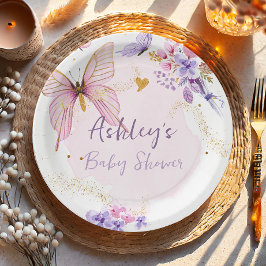 Blommigt Butterfly Rosa Garden Girl Baby Shower