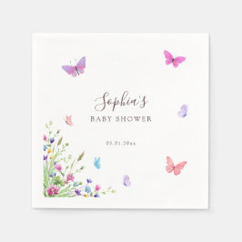 Blommigt Butterfly Rosa Lila Natur Thature Pappersservett