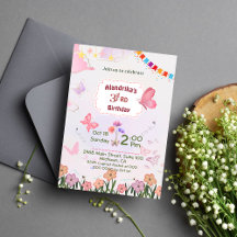 Blommigt Butterfly rosa & vit söt 3-årsdag