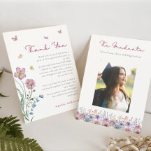 Blommigt Butterfly Studenten Photo Tackto You Card