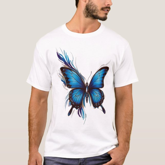 Blommigt Butterfly Sweatshirt, Hippie Butterfly Sw T Shirt (Framsida)