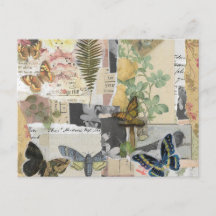 Blommigt Butterfly Vintage Ephemera Decoupage