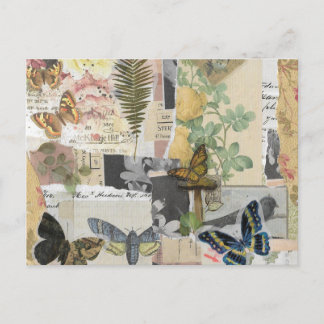 Blommigt Butterfly Vintage Ephemera Decoupage Vykort