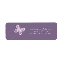 Blommigt Butterfly w/ Heart Personlig Returadress Etikett