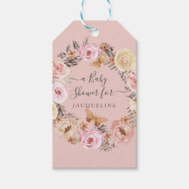 Blommigt Butterfly Wandegun Baby Shower Presentetikett