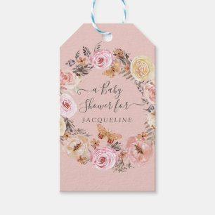  Blommigt Butterfly Wandegun Baby Shower Presentetikett