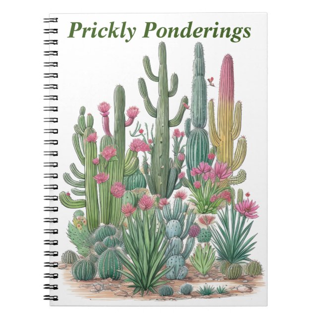 Blommigt Cactus Anteckningsbok (Framsidan)
